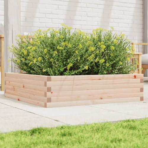 qohoio Jardinière 90x90x23 cm Bois de pin Massif Jardiniere sur Pieds,Bac avec Treillis,Jardiniere Terrasse