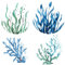 GORGECRAFT 4Stk 16x16cm Fensteraufkleber „Unter Dem Meer“ Entfernbar Ozean Seetang Korallenpflanzen Fensteraufkleber Vinylfolie Antikollisionsalarm Zum Verhindern von Vögeln Heimdekoration