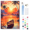 DOMROM Paint by Numbers Kit for Adults with Wooden Frame, Sunset Acrylic Paint by Number Landscape, DIY Boat On Sea Oil Painting Kit with Framed Canvas Arts and Crafts for Gift Home Decor(20X30cm)