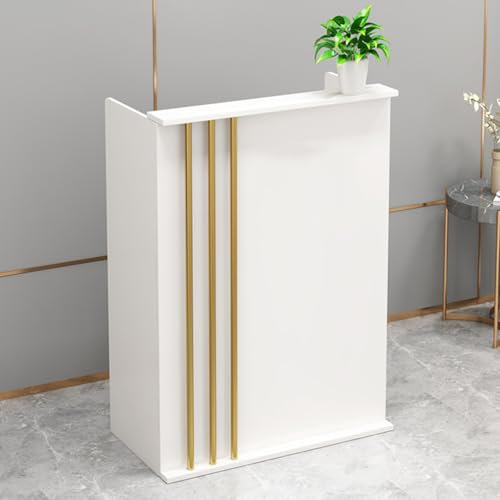 Empfangstheke Kosmetikstudio, Modern Rezeptionstheke, Rezeptionstresen mit abschließbarer Schublade, Rezeptionstisch Verkaufstheke für Büro, Klinik, Hotel, Cafe (weiß)