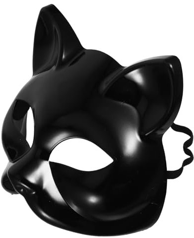 Cabilock Halloween-Maske Leere Halbmaske Bemalbare Tiermaske Bastelmaske Leere Masken Selber Machen Tierische Maske DIY-Masken Weiße Maske Selber Machen Cosplay-Gesichtsmaske Black Plastik