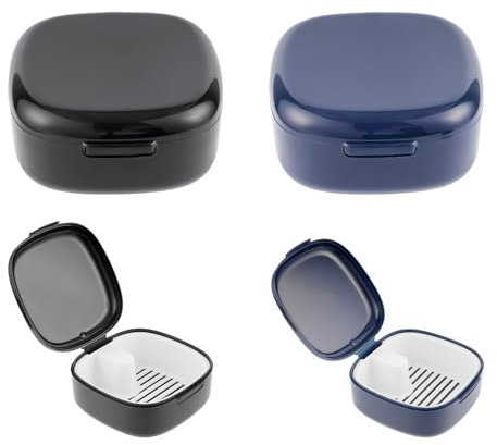 2 STK Prothesendose, Zahnrettungsbox,Gebissdose Zahnprothesendose, Zahnprothesenbox mit Sieb,Zahnprothesen Box,Auslaufsicher Prothese Box, Spangendose für Reinigung Zahn Prothesen Aufbewahrungsbox