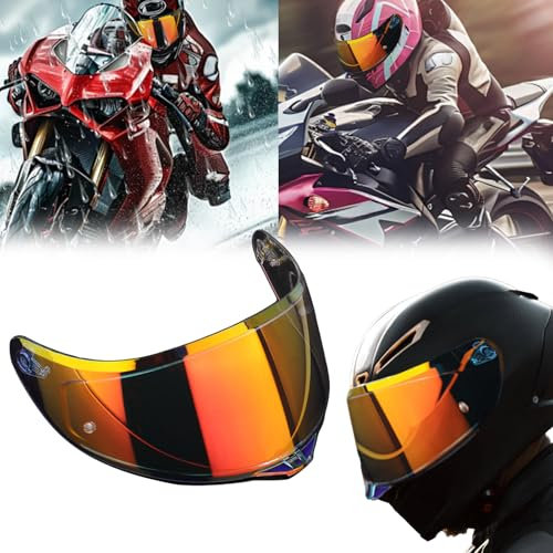 Helm Visier für AGV K1 K3SV K5, helmvisier folie Ersatz Motorrad Windschutz Helmlinsenvisier Integralhelm Visier UV-Beständig Beschlagfrei und Kratzfest Helmzubehör (Transparentes Rot)