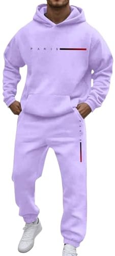 Rrongwn Tuta da jogging da donna e uomo, set da 2 pezzi, con stampa Paris Y2K, felpa con cappuccio e pantaloni da jogging, da uomo, per il tempo libero
