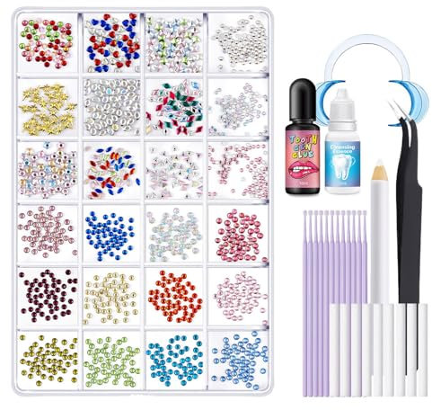 Kit di Strass Dentali | Colla Per Strass Dentali - Restauratore Comlement Brillante Miglioramento Cosmetico Decorativo