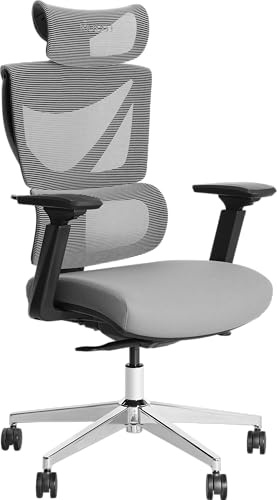 MUSSO V900 Classic Chaise de Bureau avec Dossier 3 Niveaux, Gris Foncé | Dossier 3 niveaux, Accoudoirs 4D, Appui-tête 4D, Dossier haut en maille, Bureau