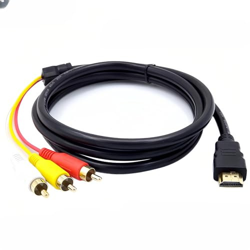 AURUM cinch hdmi adapter kabel 1,5m, hdmi auf 3rca adapter für TV, Projektor, DVD, Home Cinema & Streaming Devices – Kein Signalwandle