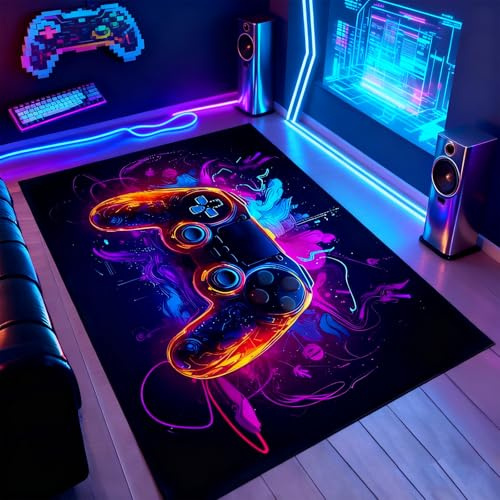 TourKing Large Gaming Rug For Gamers,160x80cm Big Game Controller Carpet,Colorful 3D Area Mat With Anti-Slip Backing,For Bedroom Living Room Game Room Decor