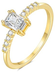 Joo&Rind Ringe Gold Damen Ring mit Edelsteinen 12 Geburtsstein Vergoldete Birthstone Ring Schmuck Geburtstag Geschenk für Frauen Mama Freunde