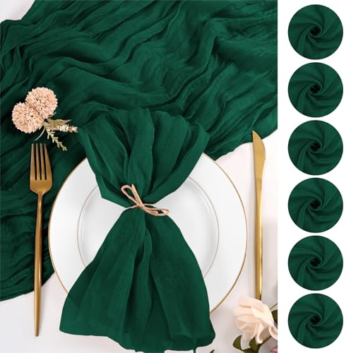 24 Stück Dunkelgrün Käsetuchservietten, 50 x 50 cm Stoffservietten, große rustikale Boho-Gaze-Dinner-Serviette, waschbare Tischserviette für Hochzeit, Party, Brautparty, Babyparty, Tischdekoration