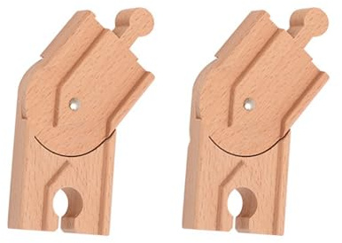 MZRAN Zugschienenverbinder-Set aus Naturholz, 2 Stück, modulares Design für interaktives Familiengebäude, erweiterbare Holzeisenbahn