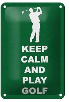 Femer Blechschild Spruch 12x18 cm Keep calm and play Golf Deko Schild