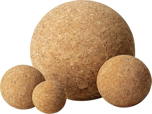 Korkbälle Naturkork – Kork Massageball/Faszienball – Triggerpunkt & Selbstmassage – Sport Regeneration Yoga Pilates – vielseitig einsetzbar (Set 3/4/5/6cm)