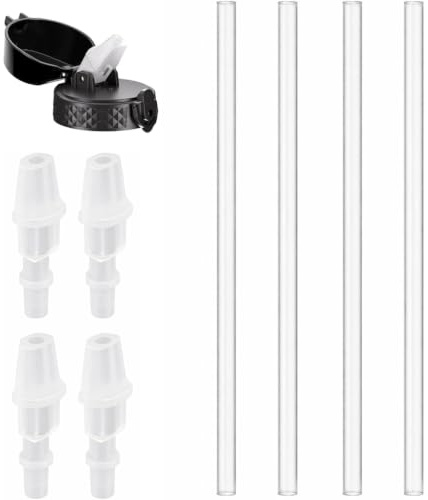 HAPPOW Bite Valve with Straw Hose & Connector for Contigo BJPKPK 18oz 25oz | 8PCS Food Grade Silicone Water Bottle Mouthpiece Replacement, Leak-Proof Accessories Compatible with Sports Caps Straw Lid