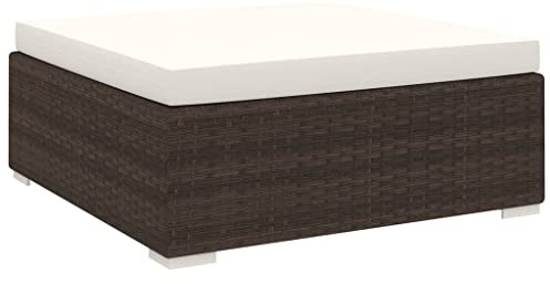Foknhdi Repose-pieds modulaire marron 70 x 70 x 26 cm en rotin PE résistant aux intempéries et acier revêtu par pulvérisation, peu encombrant, pour extérieur, salon, balcon, terrasse, jardin