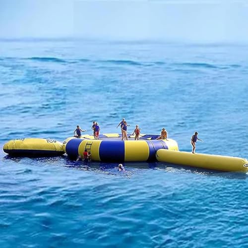 Trampolino gonfiabile con scivolo e borsa da salto, ideale per laghi, piscine e mari tranquilli