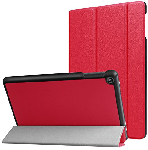 Schutzhülle für Amazon Fire HD 8 (7. und 8. Generation - 2017 und 2018) 8 Zoll Tablet Hülle Flip Case mit Auto Sleep/Wake Rot