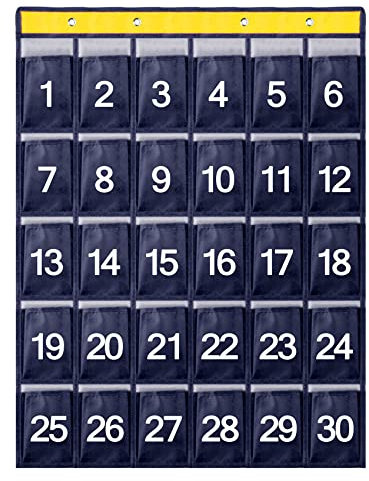 NOTAG Nummeriert Klassenzimmer Pocket Diagramm, Aufhängen Pocket Organizer für Handys Halter Wand Organizer Mit 4 Haken (Navy blau1, M)