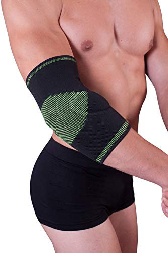LOREY Hochwertige Ellbogenbandage mit 2 seitlichen Gelkissen, Ellenbogenstütze (XL)