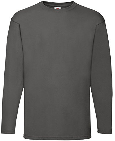 Fruit of the Loom Mens Long Sleeve Value T Shirt Light Graphite M