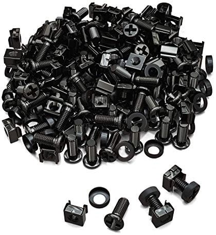 deleyCON 100x Vis et Ècrous à Cages M6 pour Armoires Réseau - Baie de de Serveur 10 & 19 Pouces En Acier - Noir