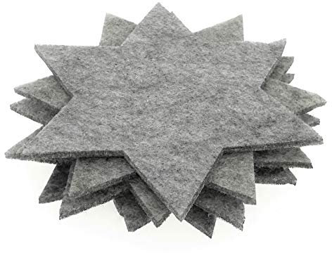 MC Trend - Set di 6 stelle in feltro, decorazione da tavolo, ottima idea regalo (set da 6 pezzi, grigio chiaro)