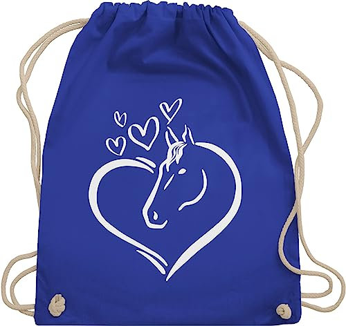 Turnbeutel Rucksack - Pferde - Taschen - Pferdeportrait - Unisize - Royalblau - sport beuteltasche geschenk für mädchen mit pferden reitsport im herz sporttasche stallbeutel pferdemotiven