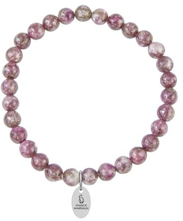 France Minéraux - Bracelet Tourmaline Rose - Pierres Boules 6mm, 20cm, sans Fermoir