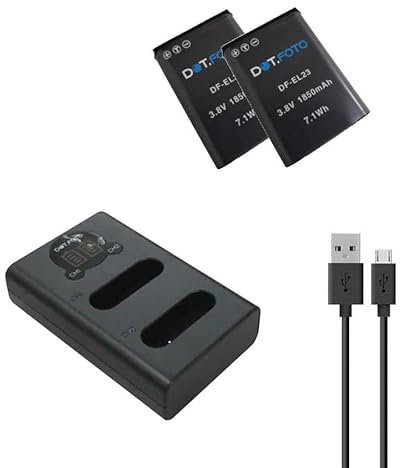 Dot.Foto EN-EL23 Premium 1850mAh Batterie (x2) & MH-67P Type Chargeur Double USB LCD Rapide pour Nikon Coolpix B700, P600, P610, P900, S810c