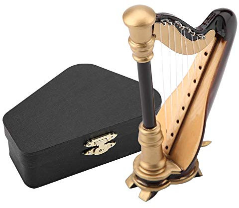 4in Miniatur Harfe Modell, Mini Holz Harfe Instrument Modell mit Geschenkbox für Home Desk Regal Musik Room Decor Geschenkidee