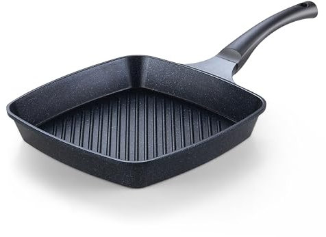 Cook N Home Marble Nonstick Square Grill Pan for Stove Tops, 11-inch Cookware Saute Fry Pan, Black