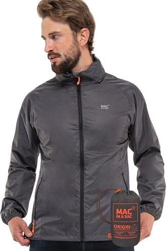 Mac in a Sac - Origin II - Waterproof Packable Jacket for Men & Women - Charcoal - S