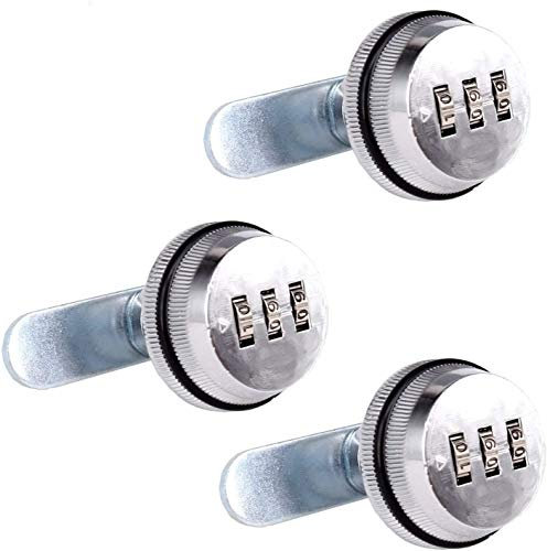 Spotact Combinaison Cam 3 cm/1.18 Inch Boulon Alliage de Zinc Mot de Serrures de Sécurité Bright Chrome Code pour la Case Cabinet (3 Pcs)