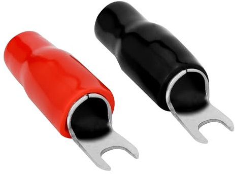 20pcs Barrier Spade Fork Terminal Connector 4 GA AWG Gauge Crimp Red Black Boot