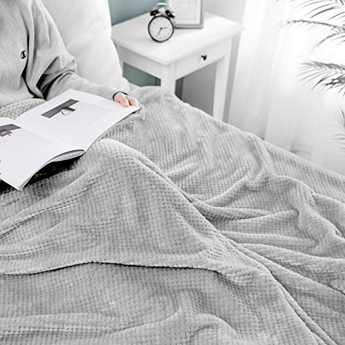 MIULEE Kuscheldecke Granulat Fleecedecke Flanell Decke Weich Flauschig Einfarbig Wohndecken Couchdecke Sofadecke Blanket für Bett Sofa Schlafzimmer Büro, 220x240 cm Hellgrau