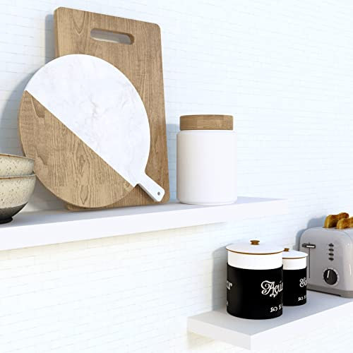 Henor Wandregal FSC® Holzwandregal 60 x 25 x 2.5 cm Versteckte horizontale vertikale und neigungsverstellbare Hardware Laden Sie 20 kg. Weiß