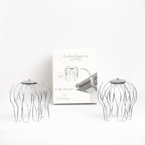 CULTIVEA – Crapaudine en acier Galvanisé (80 mm jusqu’à 100 mm ⌀) – Filtre de gouttière - Filtre anti feuille (Lot de 2)