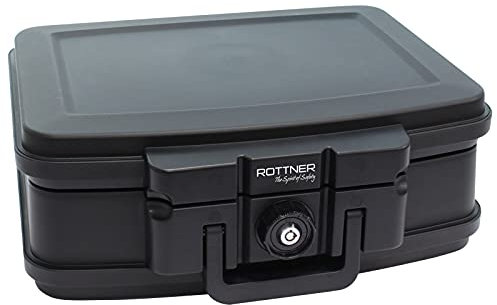 Rottner Fire Data Box 2 Feuerschutzkassette Zylinderschloss 2 Schlüssel 30 minütiger Feuerschutz Tragegriff