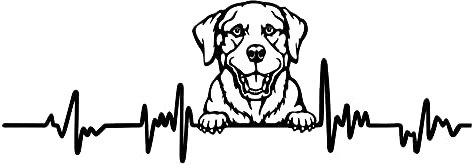 Aufkleber Herzschlag Tiere Breite 27cm Lifeline Heartbeat Deko Sticker Selbstklebend für Auto Kühlschrank Laptop Autoaufkleber K150 (Schwarz Matt, 18 Labrador)