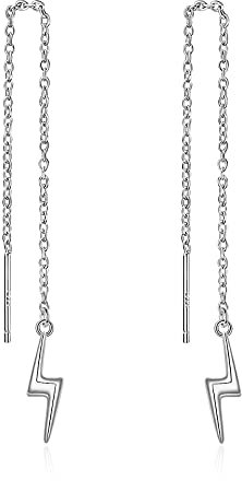 Lightning Threader Ohrringe für Frauen 925 Sterling Silber Dangle Lightning Through Long Chains Ohrringe Schmuck Geschenke für Frauen Teens