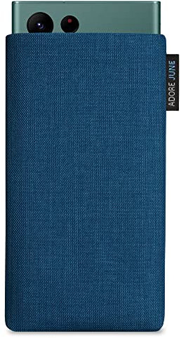 Adore June Classic Ozean-Blau Tasche kompatibel mit Galaxy S25 Ultra / S24 Ultra / S23 Ultra / S22 Ultra Handytasche aus widerstandsfähigem Cordura Stoff mit Display Reinigungs-Effekt