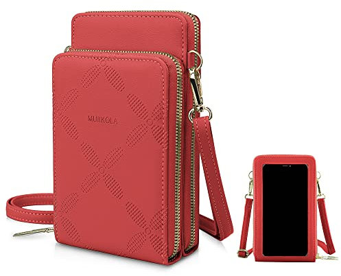 MUIIKOLA Kleine Handy Umhängetasche,Touchscreen Crossbody kleine Handytasche, Multifunktion Damen Umhängetaschen PU Leder Handytasche für iPhone 13/13Pro Max/12/XR, Samsung Galaxy S22/S21/FE