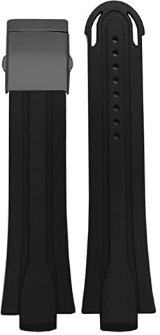 SKM 24 mm x 12 mm Gummi-Armband für Oris-Armband, Silikonband, Edelstahl-Faltschlie?e (Farbe: Schwarz x schwarzer Verschluss, Gr??e: 24-12 mm)