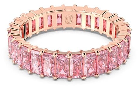 Swarovski Matrix Ring, Rosé Vergoldeter Damenschmuck mit Strahlenden Rosa Swarovski Kristallen