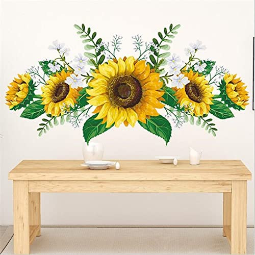Vepoty Sonnenblumen-Wandaufkleber, abnehmbar, Küche, Wandkunst, 3D-Wandtattoo, gelbe Blume, für Badezimmer, Schlafzimmer, Dekoration