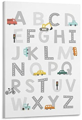 Transport Alphabet Baby Boy Kinderzimmer Auto ABC Wandkunst Bedruckbares Poster Gemälde auf Leinwand Wandkunst Poster Scrollen Bild Druck Wände Dekor Home Po
