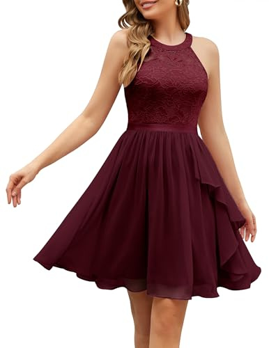 Wedtrend Cocktailkleid Damen Abendkleid Damen Elegant Kleid Burgund Kleider Damen Sommer Elegant Cocktailkleider Damen Elegant WT0213 Burgundy M