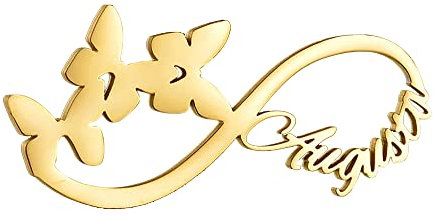 Personalisierte Namensbrosche Pins Unendlichkeit Liebe Herz Name Pin Schmetterling Brosche Pin Edelstahl 18k Gold Monogramm Anfangsbuchstaben Namensschild Pins Schmuck für Frauen Männer
