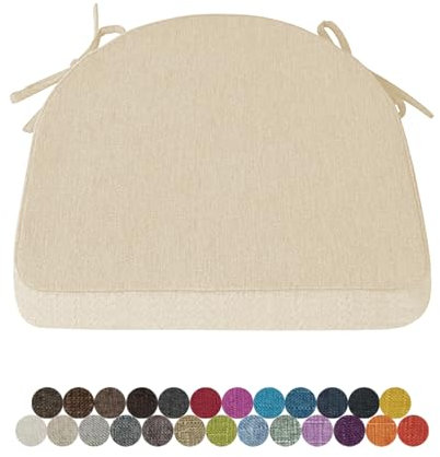 Lsjoaw 1 Stück Stuhlkissen Sitzkissen Stuhl 40X40X38X3 Sitzpolster mit Bindeband Rutschfestes Zierkissen Gartenkissen Halbrund Auflage für Stühle Indoor/Outdoor Sitzauflage,Beige