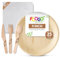 FOOGO Green 125pcs Disposable Palm Leaf Plates, Wooden Cutlery Set and White Napkins, FSC® Certified, Large Round Plates, Forks, Knives, Spoons, White Napkins, Eco Friendly